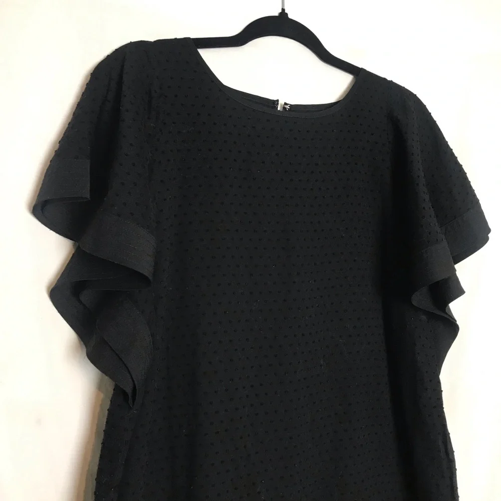 J. Crew Swiss Dot Flutter Sleeve Shift Dress Women Size 12 Boho Coquette Preppy